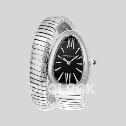 Bvlgari Serpenti Tubogas Quartz 35 mm Black Dial SS Replica Watch