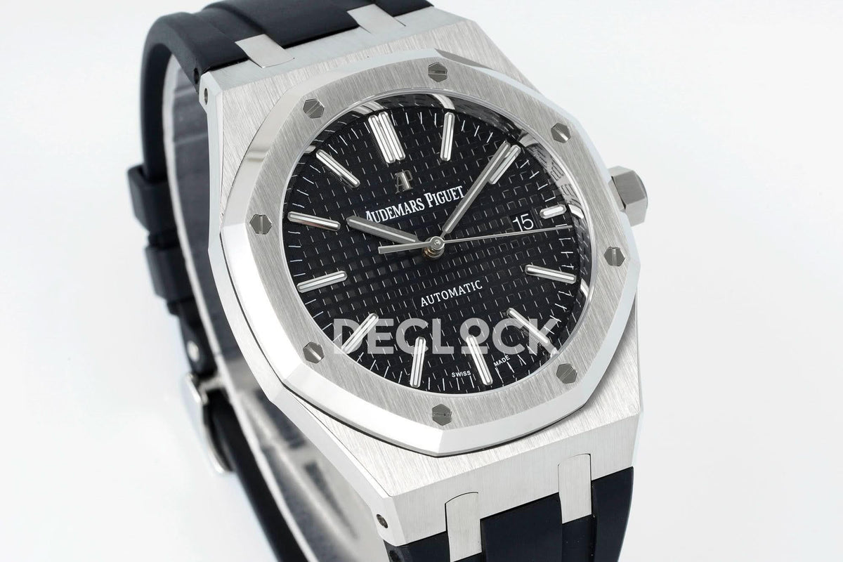 Replica Audemars Pigeut Royal Oak 15400 Best Edition SS/RU Black Textured Dial APSF |  Declock.