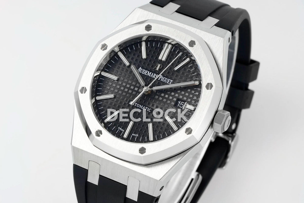 Replica Audemars Pigeut Royal Oak 15400 Best Edition SS/RU Black Textured Dial APSF |  Declock.