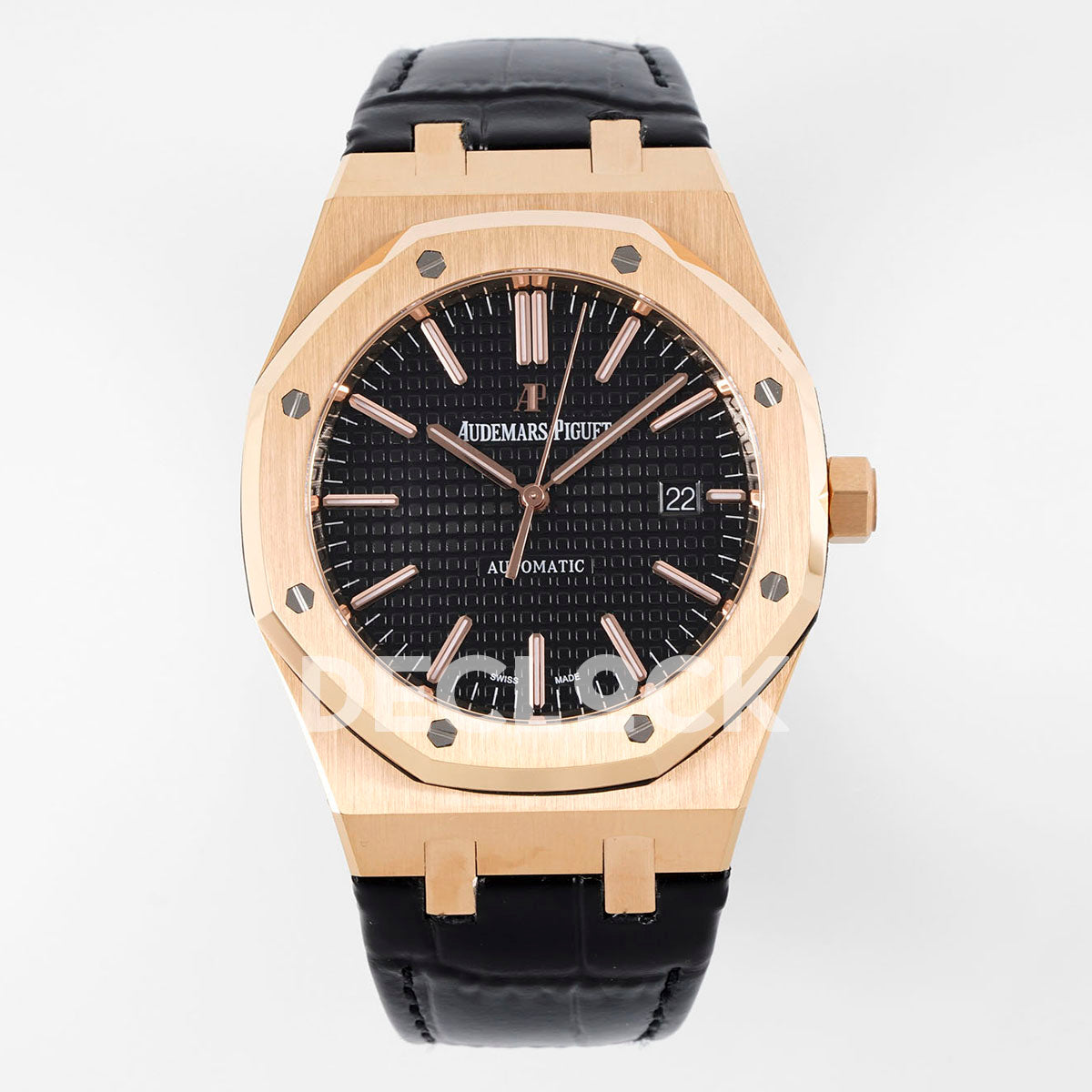 Royal Oak 41mm 15400 RG APSF Black Dial on Black Leather Strap