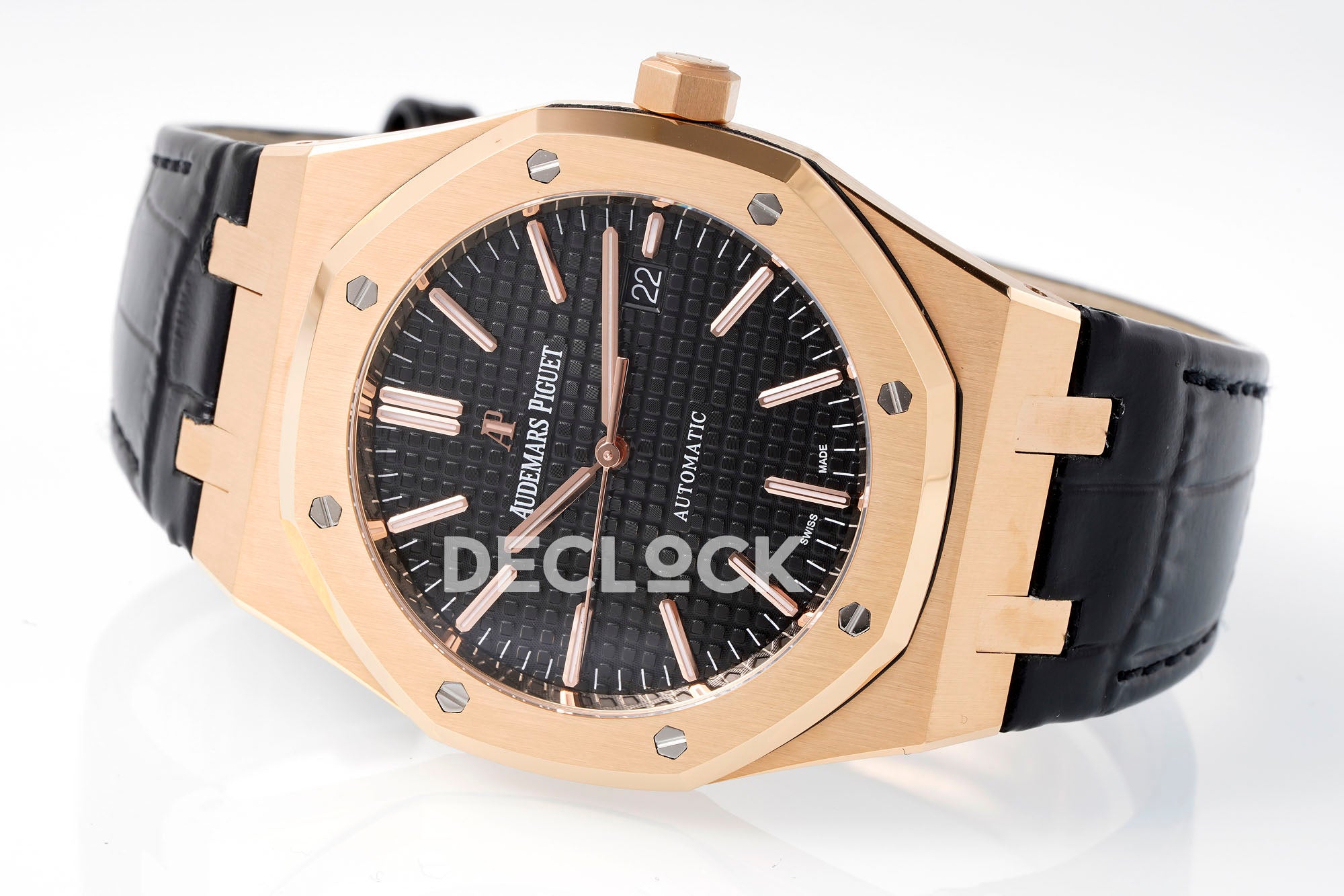Royal Oak 41mm 15400 RG APSF Black Dial on Black Leather Strap