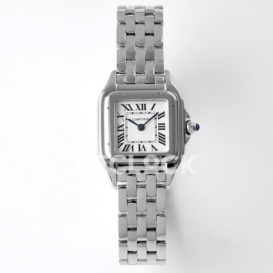 Replica Cartier Panthère Ladies 22mm SS White Dial on SS Bracelet Ronda Quartz | Declock.