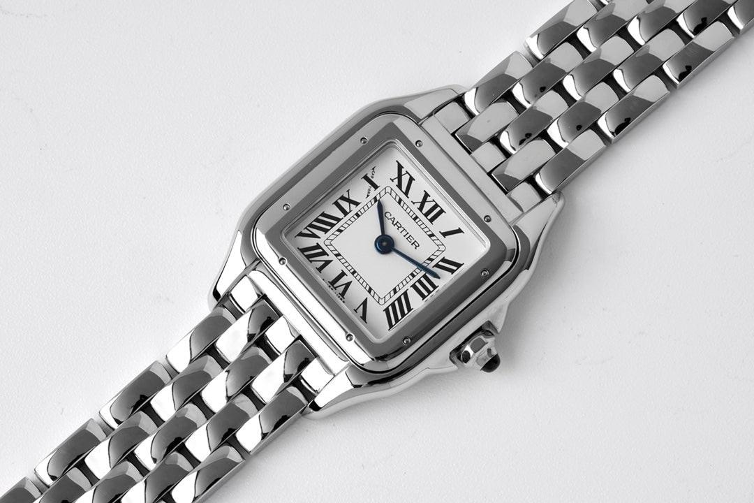 Replica Cartier Panthère Ladies 22mm SS White Dial on SS Bracelet Ronda Quartz |  Declock.