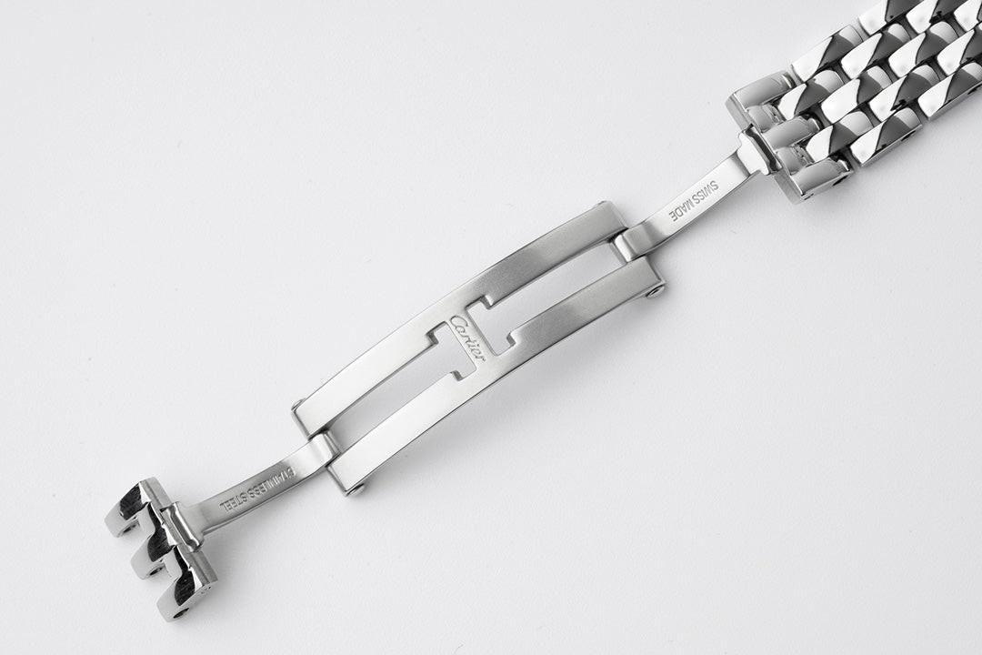 Replica Cartier Panthère Ladies 22mm SS White Dial on SS Bracelet Ronda Quartz |  Declock.