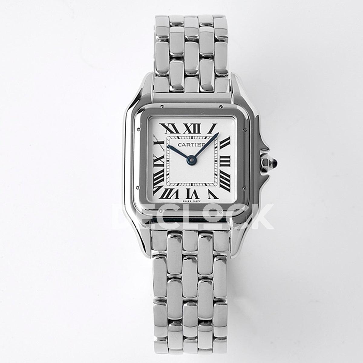 Replica Cartier Panthère 27mm BVF 1:1 Best Edition SS White Dial on SS Bracelet Ronda Quartz |  Declock.