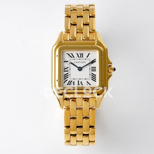 Replica Cartier Panthère 27mm BVF 1:1 Best Edition YG White Dial on YG Bracelet Ronda Quartz |  Declock.