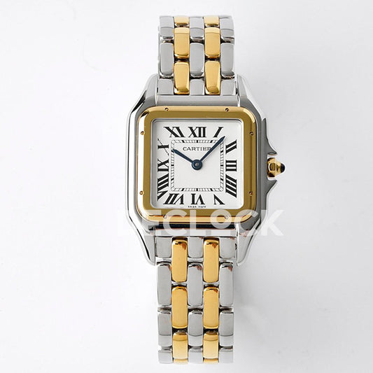 Replica Cartier Panthère Ladies 27mm YG/SS BVF 1:1 Best Edition White Dial on YG/SS Bracelet Ronda Quartz |  Declock.