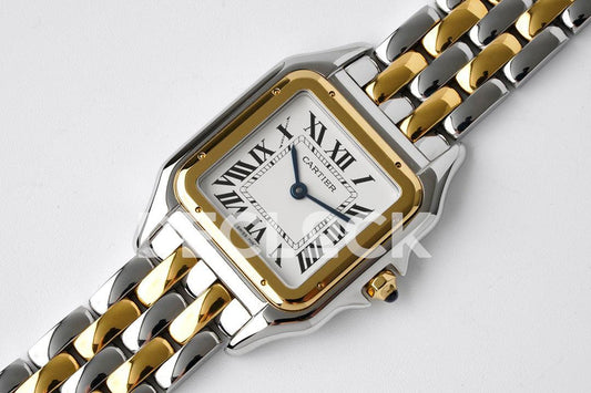 Replica Cartier Panthère Ladies 27mm YG/SS BVF 1:1 Best Edition White Dial on YG/SS Bracelet Ronda Quartz | Declock.