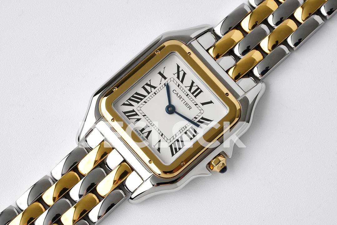 Replica Cartier Panthère Ladies 27mm YG/SS BVF 1:1 Best Edition White Dial on YG/SS Bracelet Ronda Quartz |  Declock.