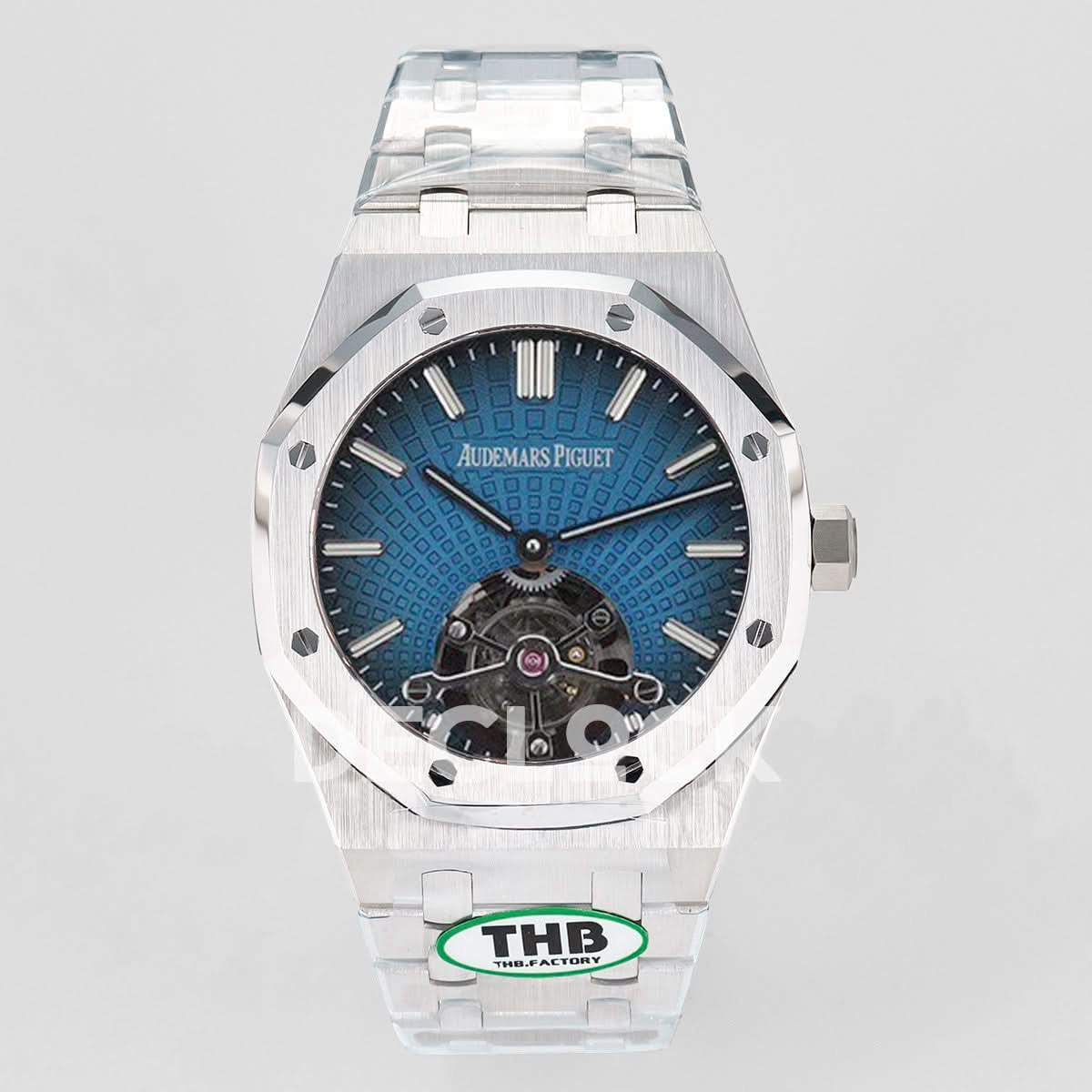 Replica Audemars Pigeut oyal Oak 2018 SIHH SS Tourbillon Dark Blue Sunburst Tapisserie Dial |  Declock.