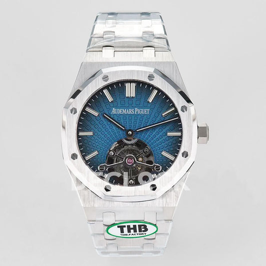 Replica Audemars Pigeut oyal Oak 2018 SIHH SS Tourbillon Dark Blue Sunburst Tapisserie Dial | Declock.