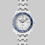 Seamaster Diver 300M SS Blue Ceramic Bezel White Dial on SS Bracelet