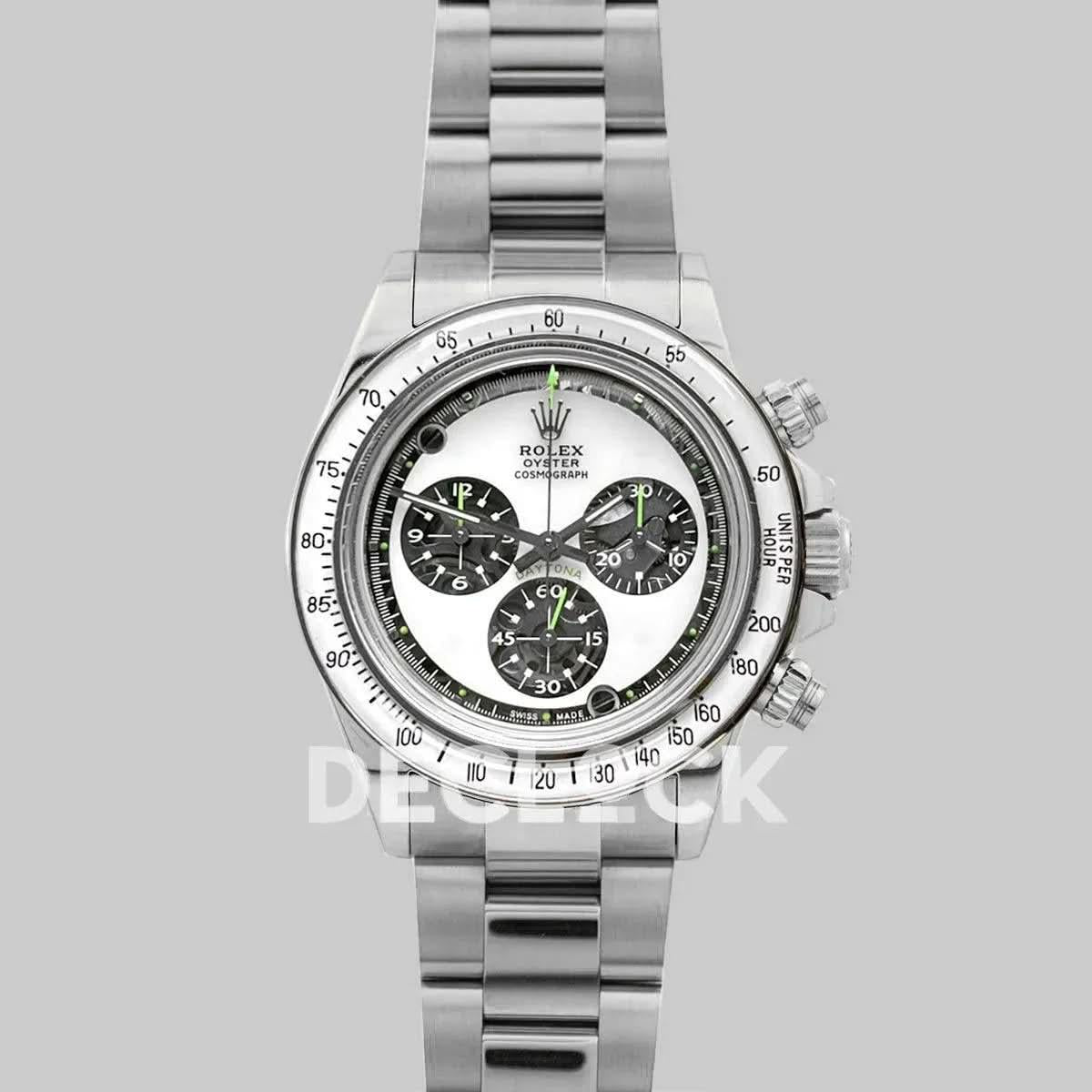 Replica Rolex Daytona 116508 Neon Artisans de Genève Unveils White Dial in White Gold |  Declock.