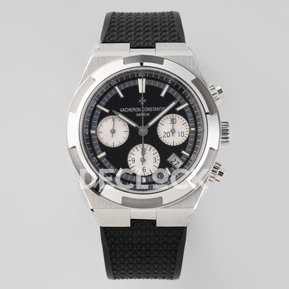 Overseas 5520V WG Black Dial On Black Rubber Strap