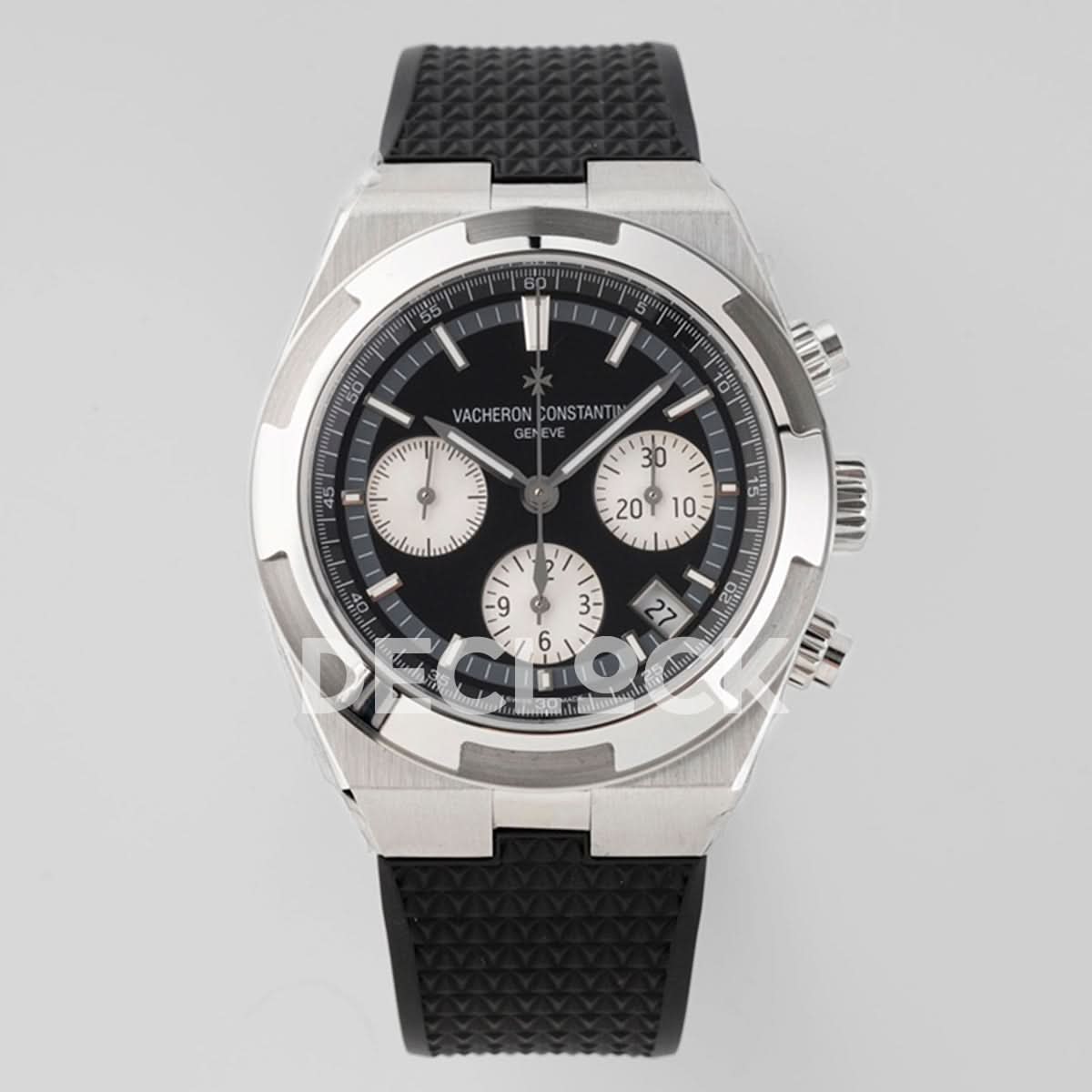 Overseas 5520V WG Black Dial On Black Rubber Strap