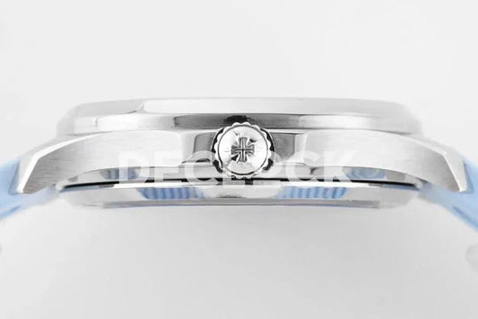 Replica Pattek Philippe Aquanaut 5068 SS Blue Textured Dial on Blue Rubber Strap | Declock.
