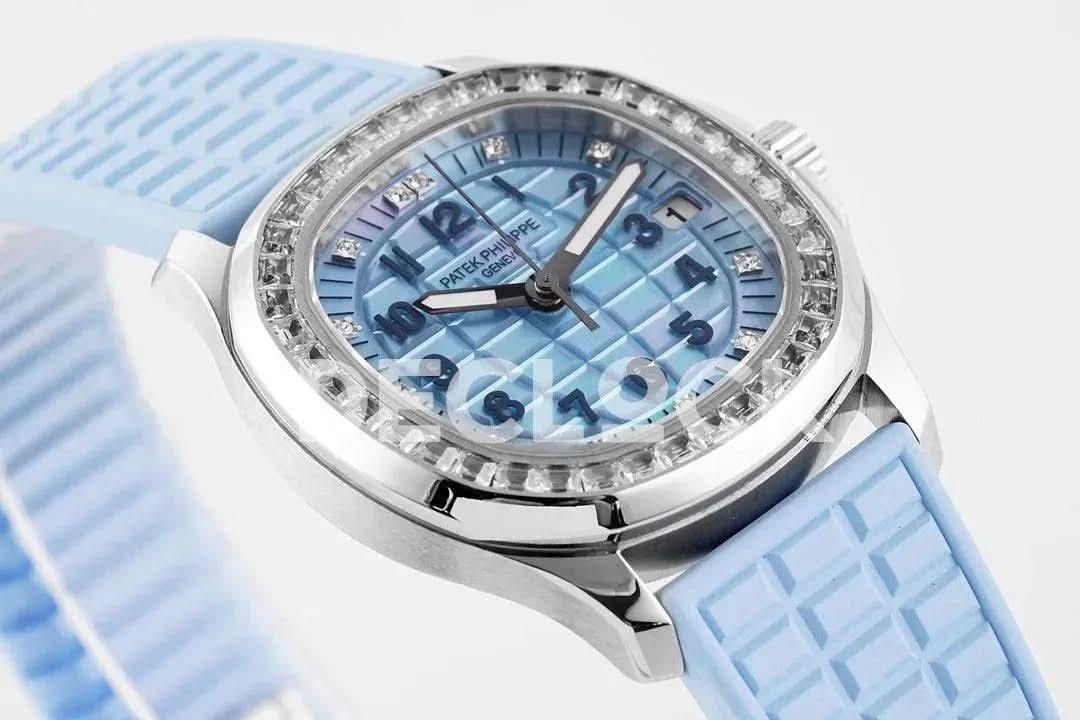 Replica Pattek Philippe Aquanaut 5068 SS Blue Textured Dial on Blue Rubber Strap |  Declock.