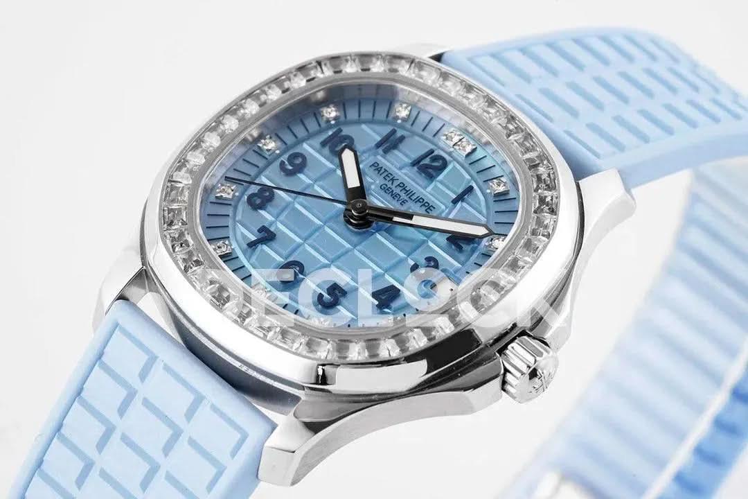 Replica Pattek Philippe Aquanaut 5068 SS Blue Textured Dial on Blue Rubber Strap |  Declock.