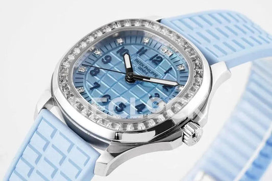 Replica Pattek Philippe Aquanaut 5068 SS Blue Textured Dial on Blue Rubber Strap |  Declock.