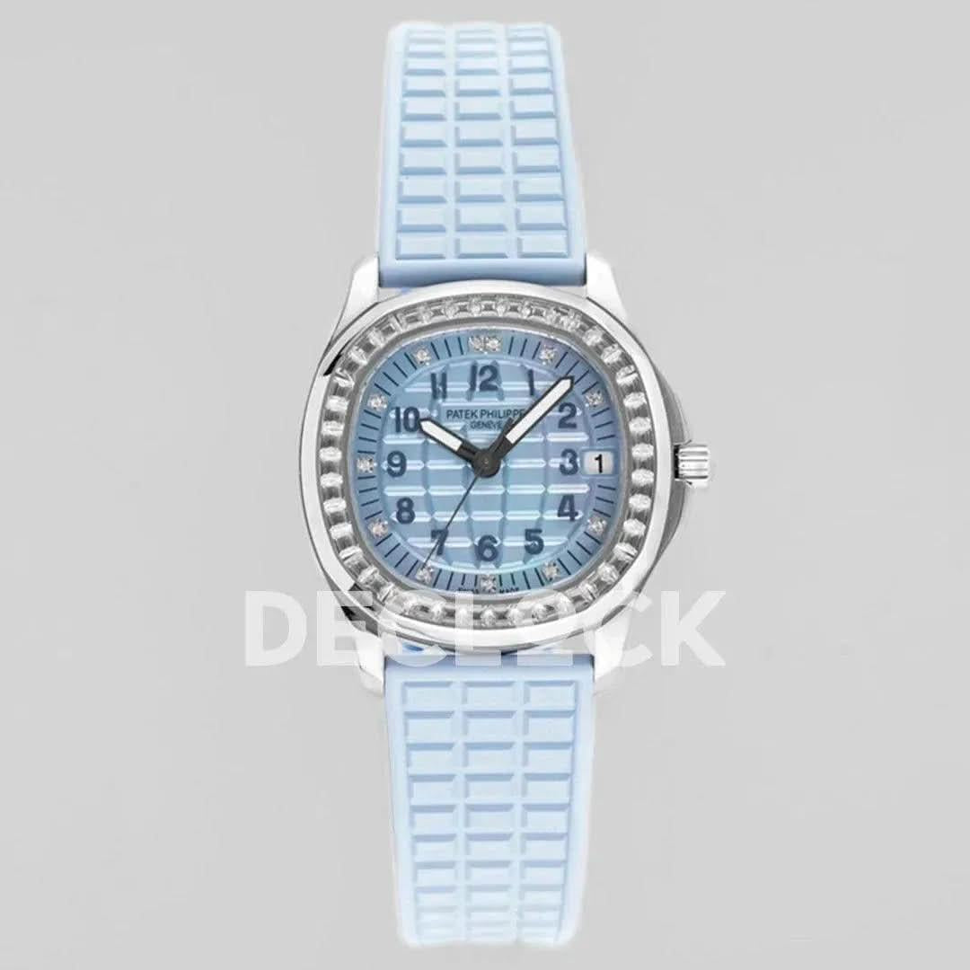 Replica Pattek Philippe Aquanaut 5068 SS Blue Textured Dial on Blue Rubber Strap |  Declock.