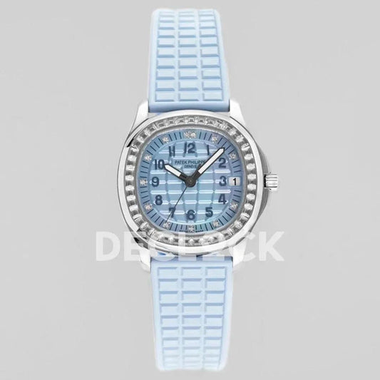 Replica Pattek Philippe Aquanaut 5068 SS Blue Textured Dial on Blue Rubber Strap |  Declock.