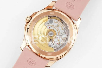 Replica Pattek Philippe Aquanaut 5068 RG Pink Textured Dial on Pink Rubber Strap