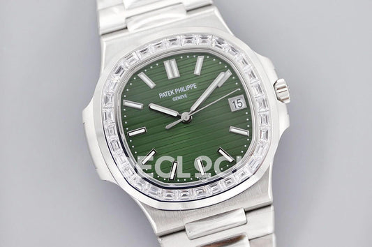 Replica Pattek Philippe Nautilus 5711/1A Green Dial Diamond Bezel | Declock.