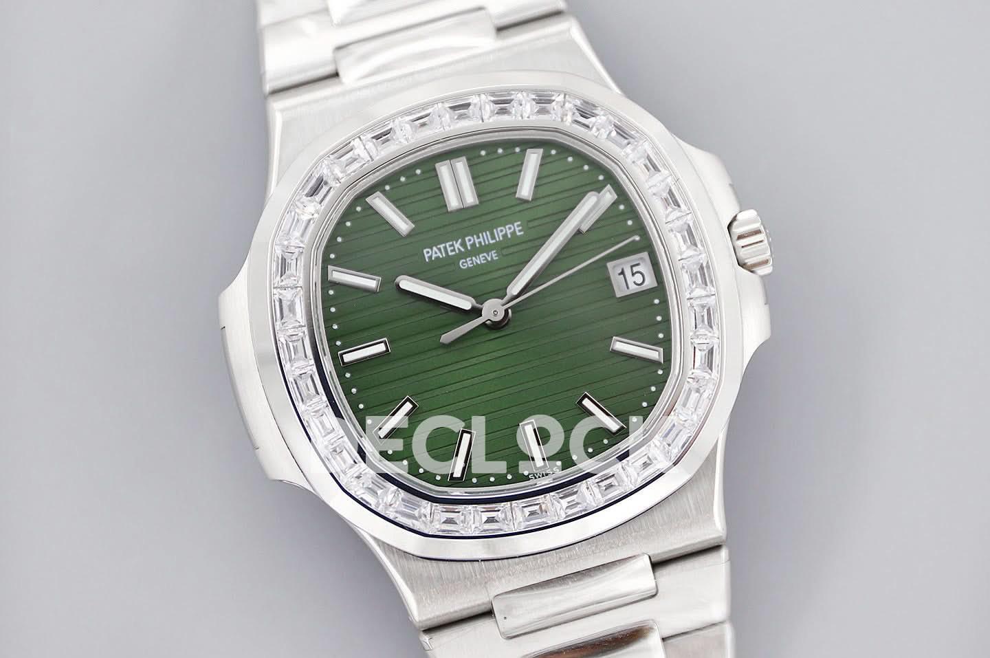 Replica Pattek Philippe Nautilus 5711/1A Green Dial Diamond Bezel |  Declock.