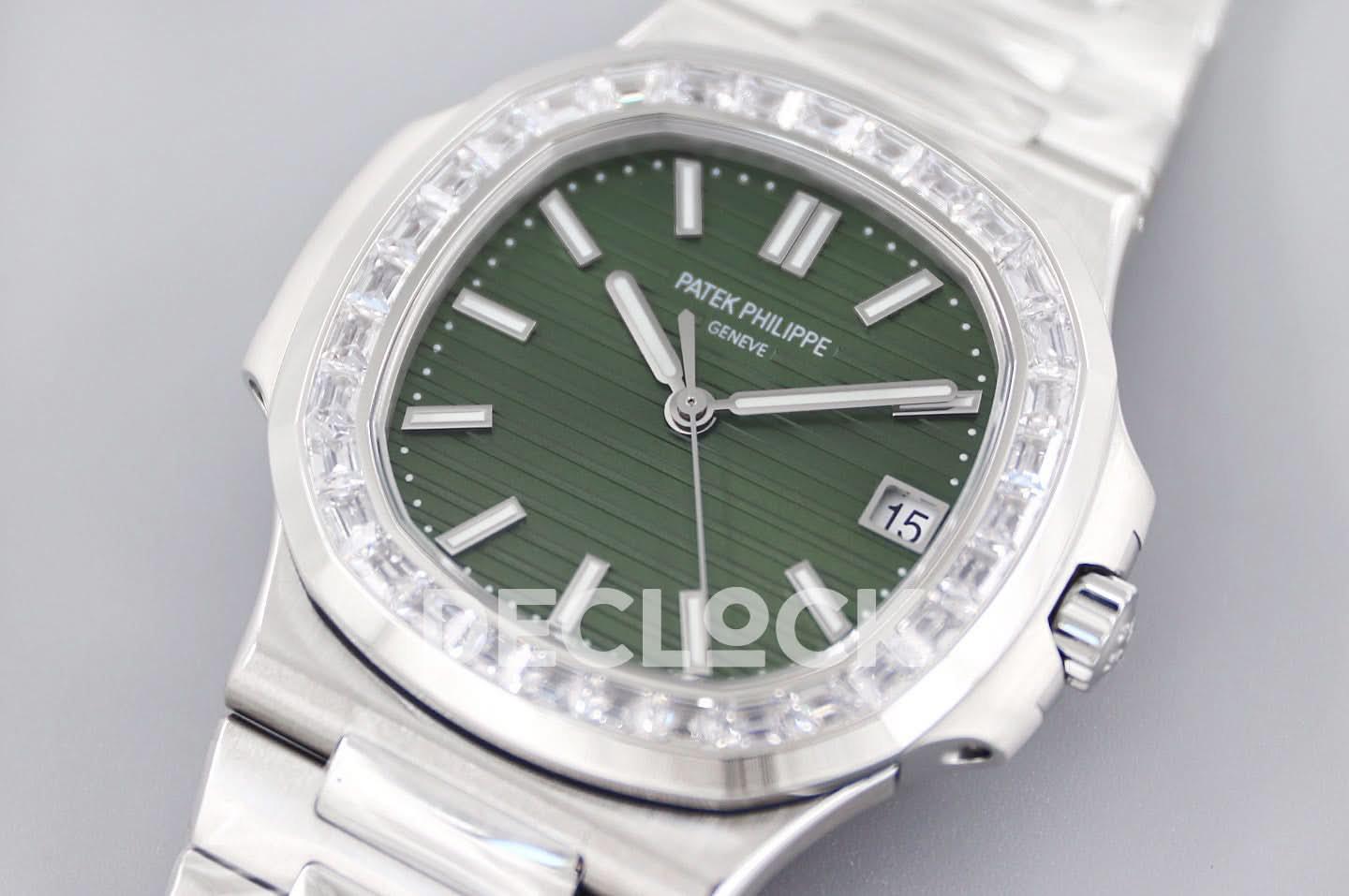 Replica Pattek Philippe Nautilus 5711/1A Green Dial Diamond Bezel |  Declock.