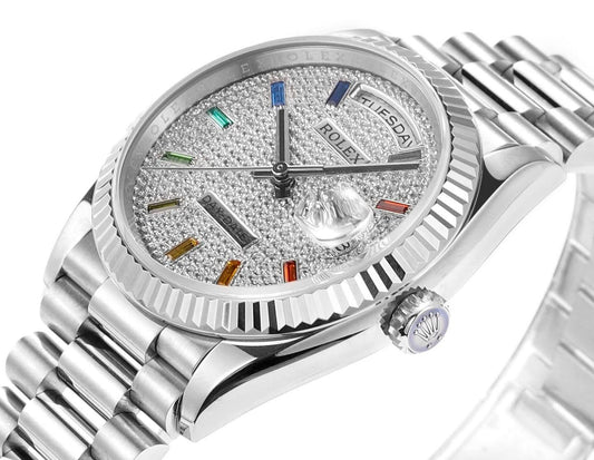 Replica Rolex Day-Date 36 128238 Diamond Dial in WG | Declock.