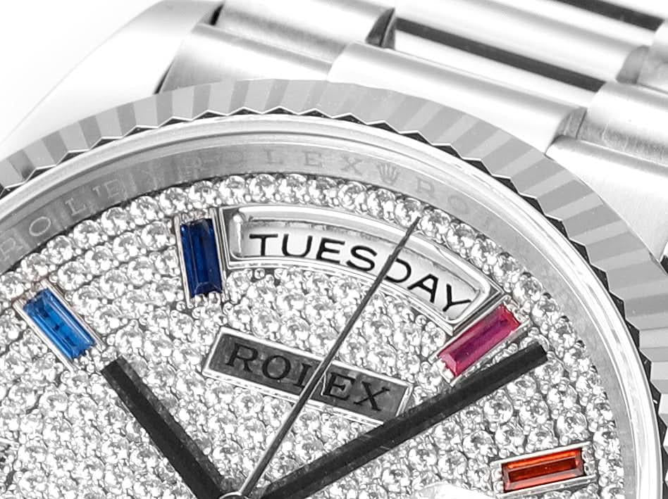 Replica Rolex Day-Date 36 128238 Diamond Dial in WG |  Declock.