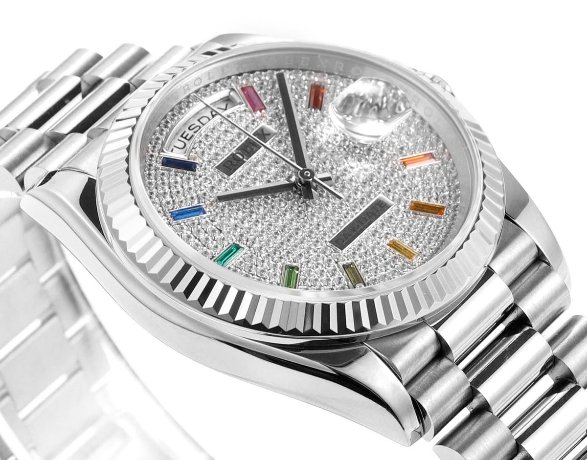 Replica Rolex Day-Date 36 128238 Diamond Dial in WG |  Declock.