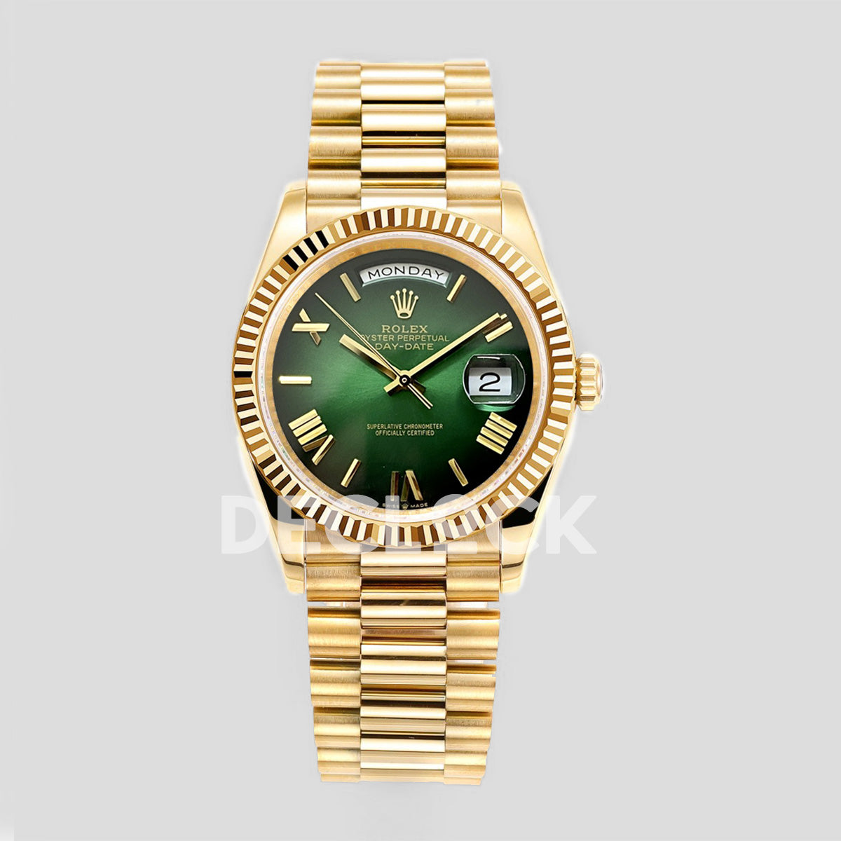 Day-Date 36 128238 Ombre Green Dial in YG