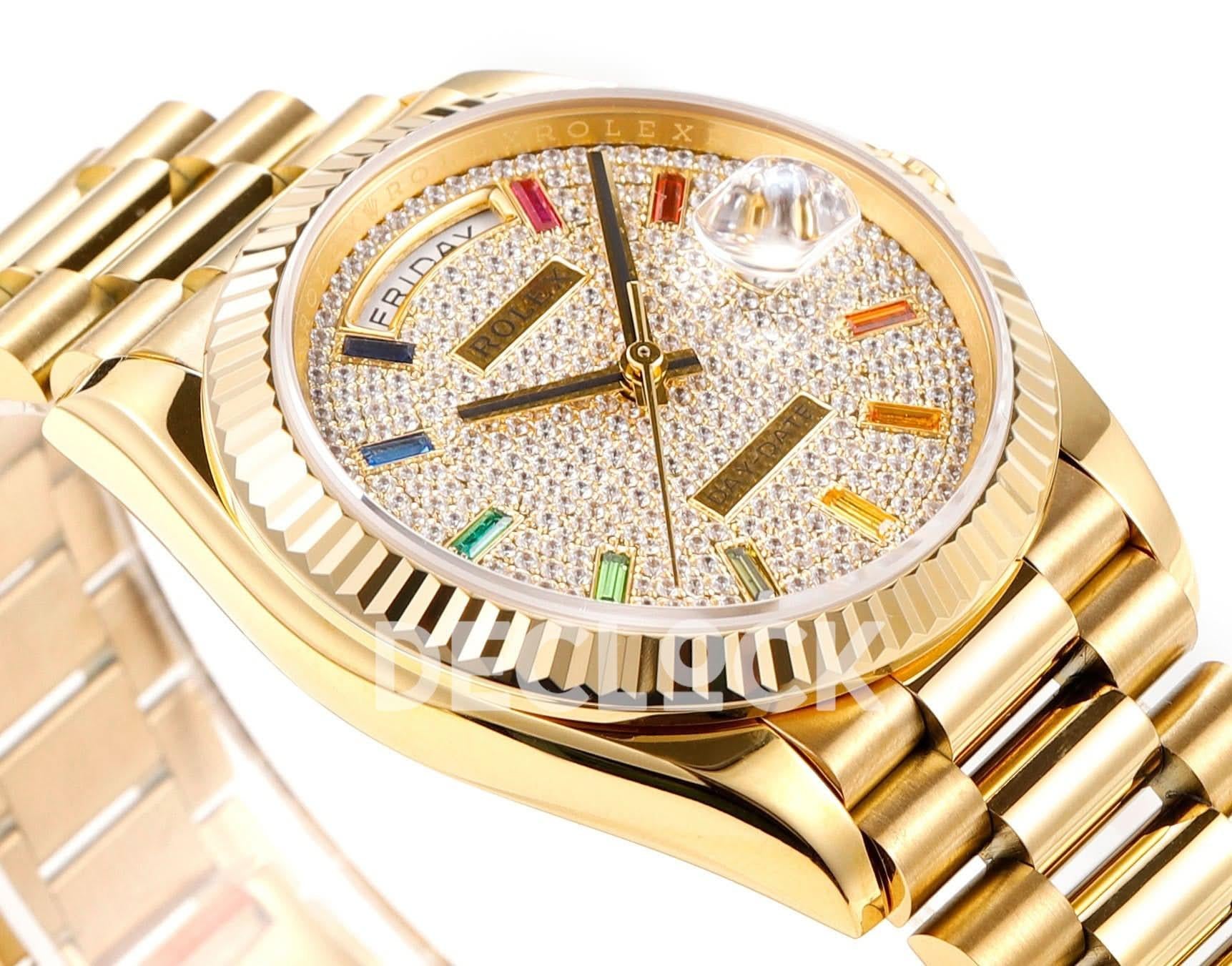 Replica Rolex Day-Date 36 128238 Diamond Dial in YG |  Declock.