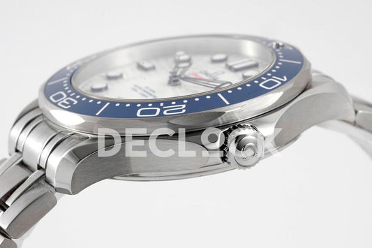 Replica Declock Seamaster Diver 300M SS Blue Ceramic Bezel White Dial on SS Bracelet | Declock.