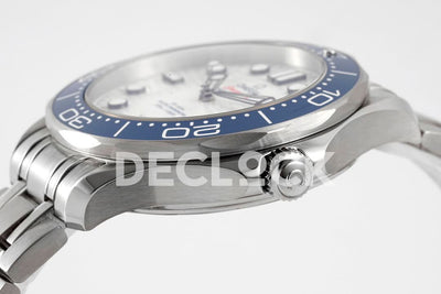 Seamaster Diver 300M SS Blue Ceramic Bezel White Dial on SS Bracelet