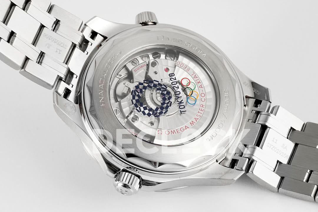 Replica Declock Seamaster Diver 300M SS Blue Ceramic Bezel White Dial on SS Bracelet |  Declock.