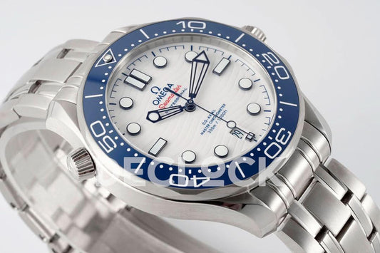Replica Declock Seamaster Diver 300M SS Blue Ceramic Bezel White Dial on SS Bracelet |  Declock.
