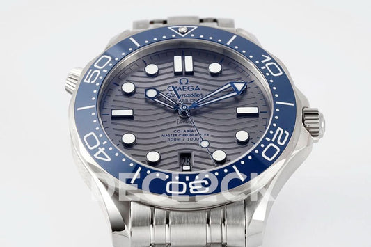 Replica Declock Seamaster Diver 300M SS Blue Ceramic Bezel Gray Dial on SS Bracelet | Declock.