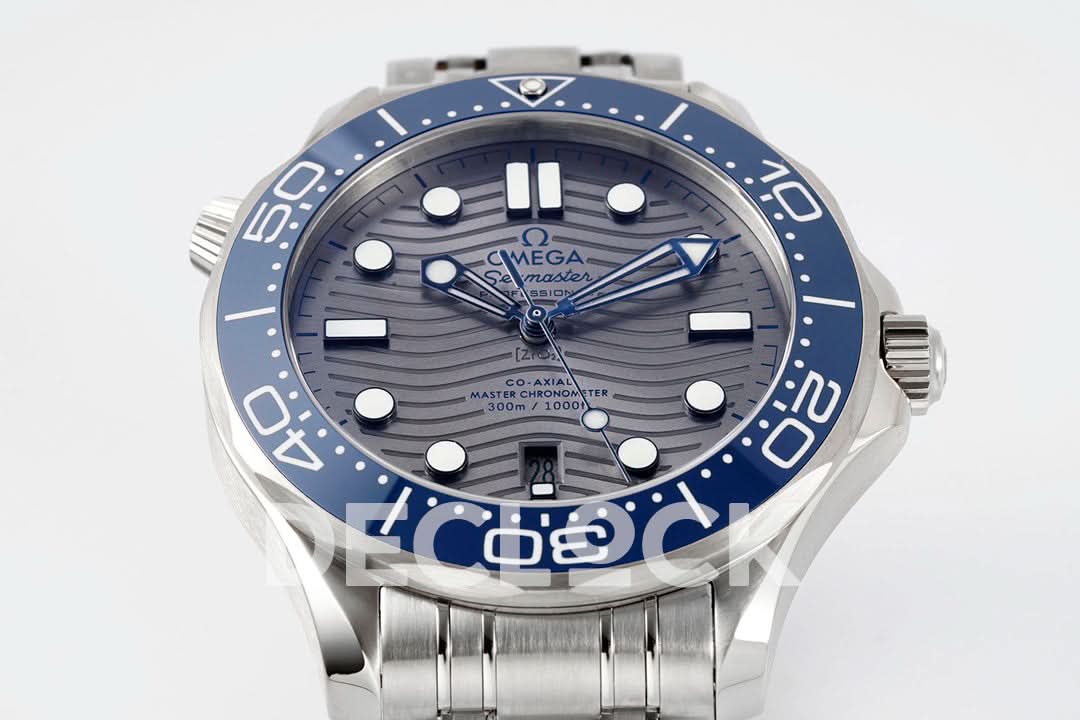 Seamaster Diver 300M SS Blue Ceramic Bezel Gray Dial on SS Bracelet
