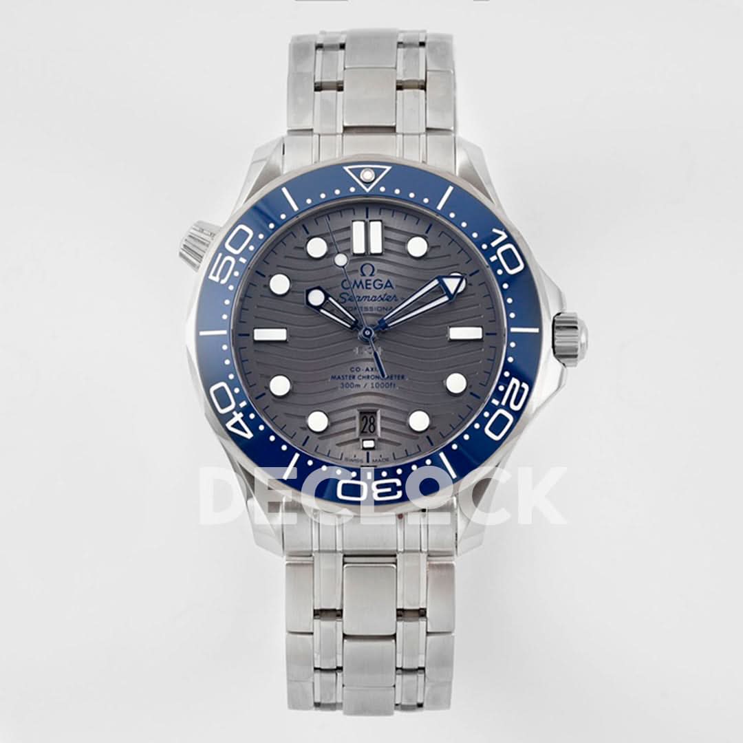 Seamaster Diver 300M SS Blue Ceramic Bezel Gray Dial on SS Bracelet