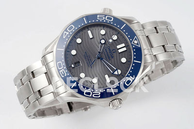 Seamaster Diver 300M SS Blue Ceramic Bezel Gray Dial on SS Bracelet