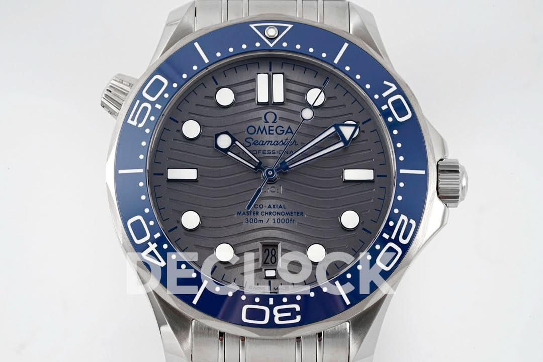Replica Declock Seamaster Diver 300M SS Blue Ceramic Bezel Gray Dial on SS Bracelet |  Declock.