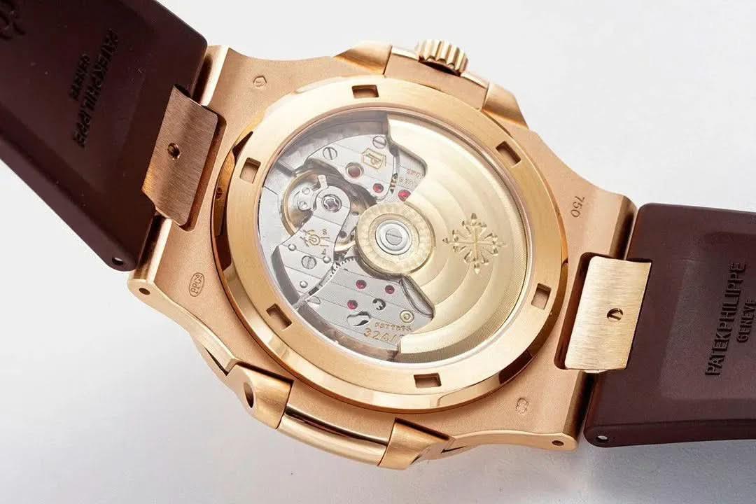 Replica Pattek Philippe Nautilus 5711/1R White Textured Dial on Brown Rubber Strap |  Declock.
