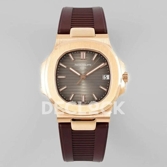 Replica Pattek Philippe Nautilus 5711/1R Best Edition Brown Textured Dial on Brown Rubber Strap | Declock.
