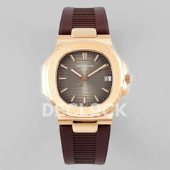 Replica Pattek Philippe Nautilus 5711/1R Best Edition Brown Textured Dial on Brown Rubber Strap