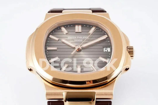 Replica Pattek Philippe Nautilus 5711/1R Best Edition Brown Textured Dial on Brown Rubber Strap | Declock.