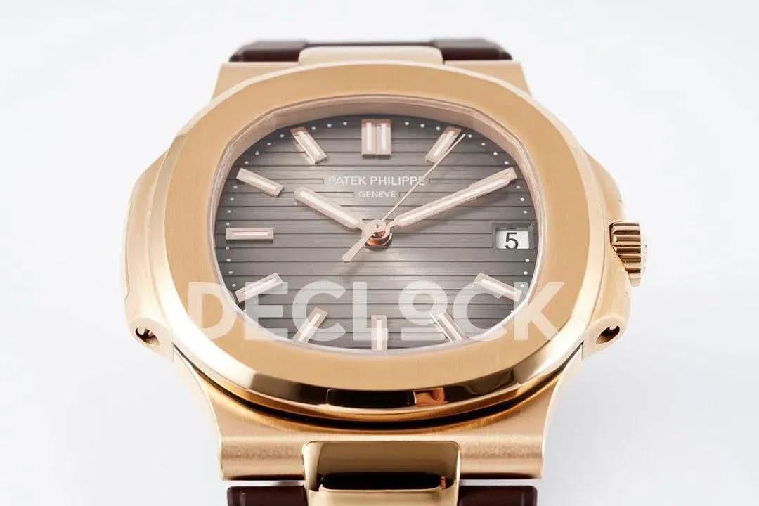 Replica Pattek Philippe Nautilus 5711/1R Best Edition Brown Textured Dial on Brown Rubber Strap |  Declock.
