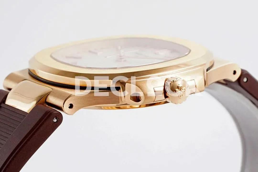 Replica Pattek Philippe Nautilus 5711/1R Best Edition Brown Textured Dial on Brown Rubber Strap |  Declock.