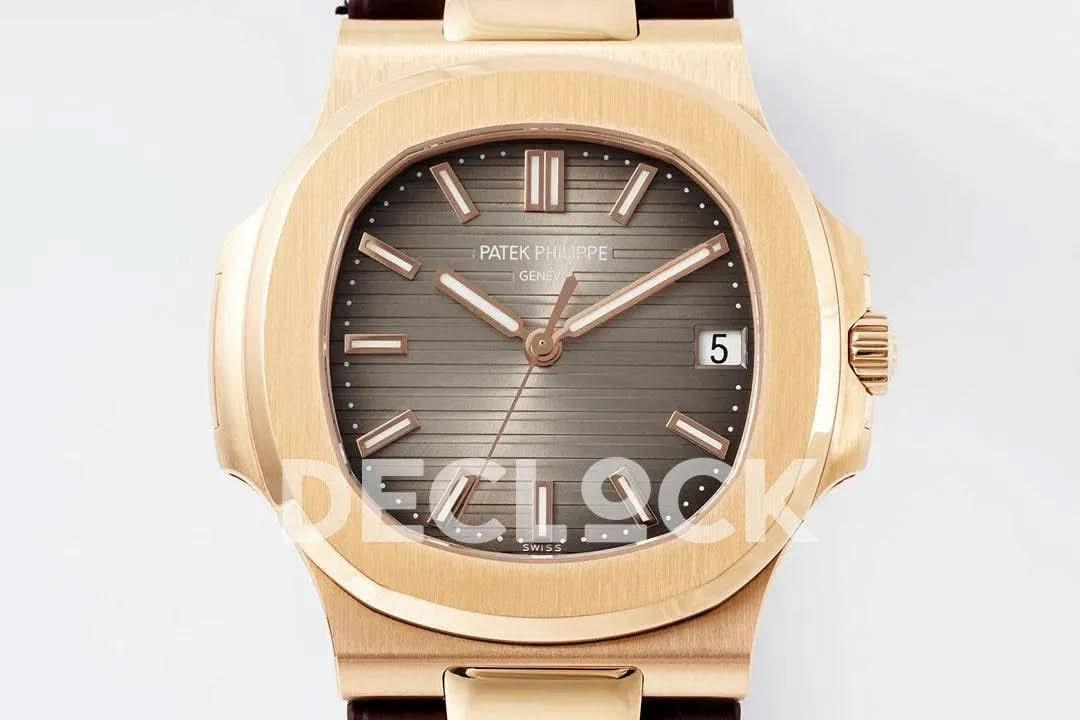 Replica Pattek Philippe Nautilus 5711/1R Best Edition Brown Textured Dial on Brown Rubber Strap |  Declock.